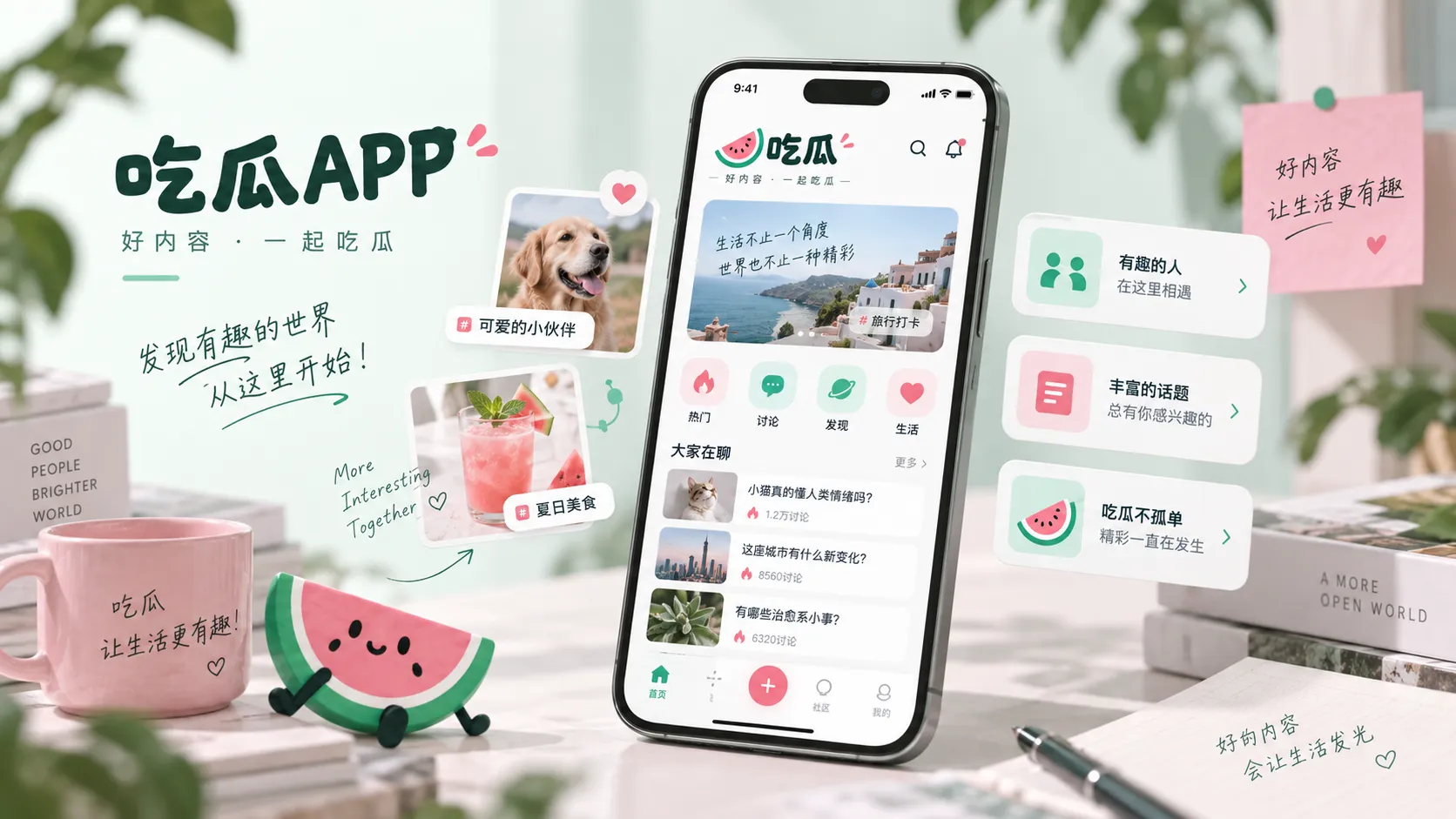 移动端浏览与社区讨论示意